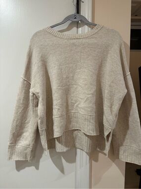 Sincerely Jules Cream Oversized Scoop-Neck Knit Sweater